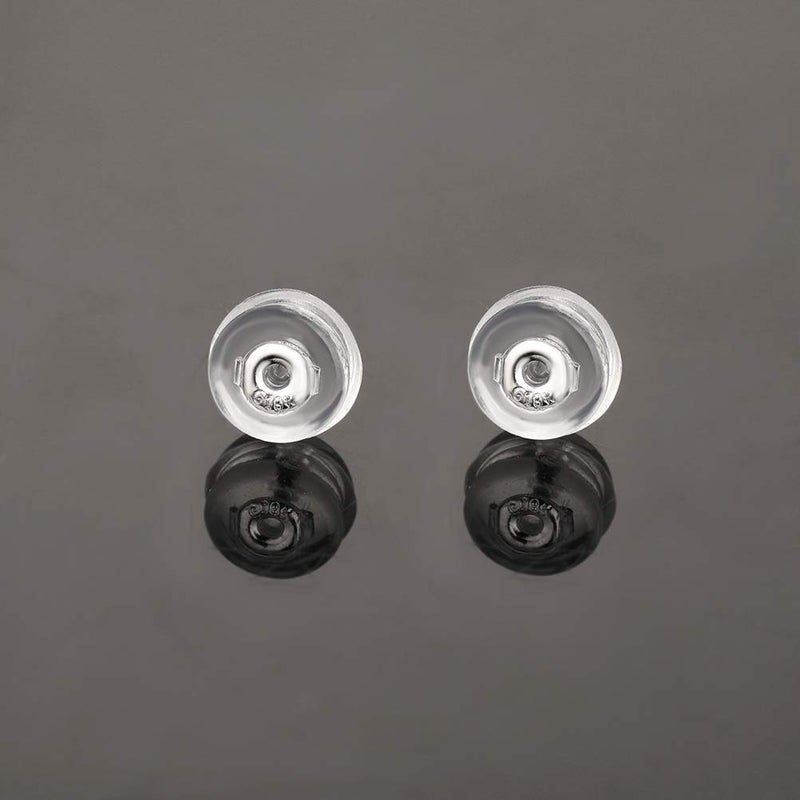 VOLUKA Silicone Earring Backs Replacement | Comfortable Rubber Earring Backings for Stud | Clear Plastic Soft Flat Earing Backs Secure Safety Locking (1 Pair 14K White Gold) - Image 5